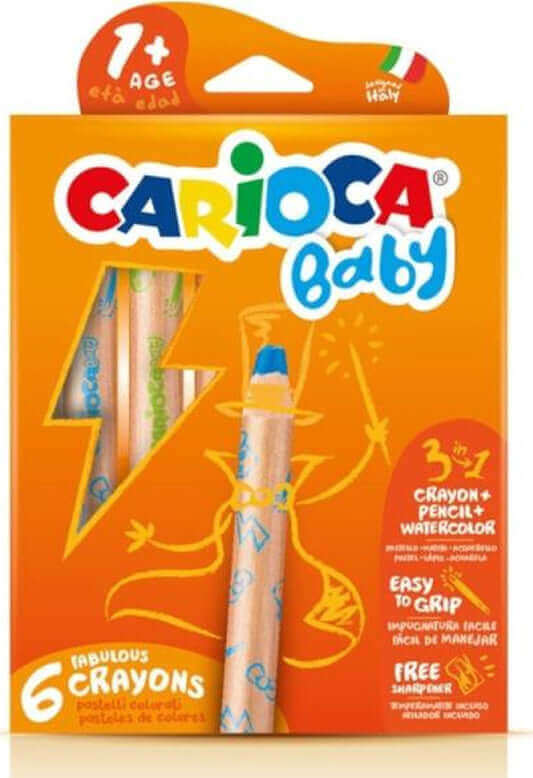 Σετ Κραγιόνια-Μολύβια-Νερομπογιές Carioca Baby, 6 Χρώματα