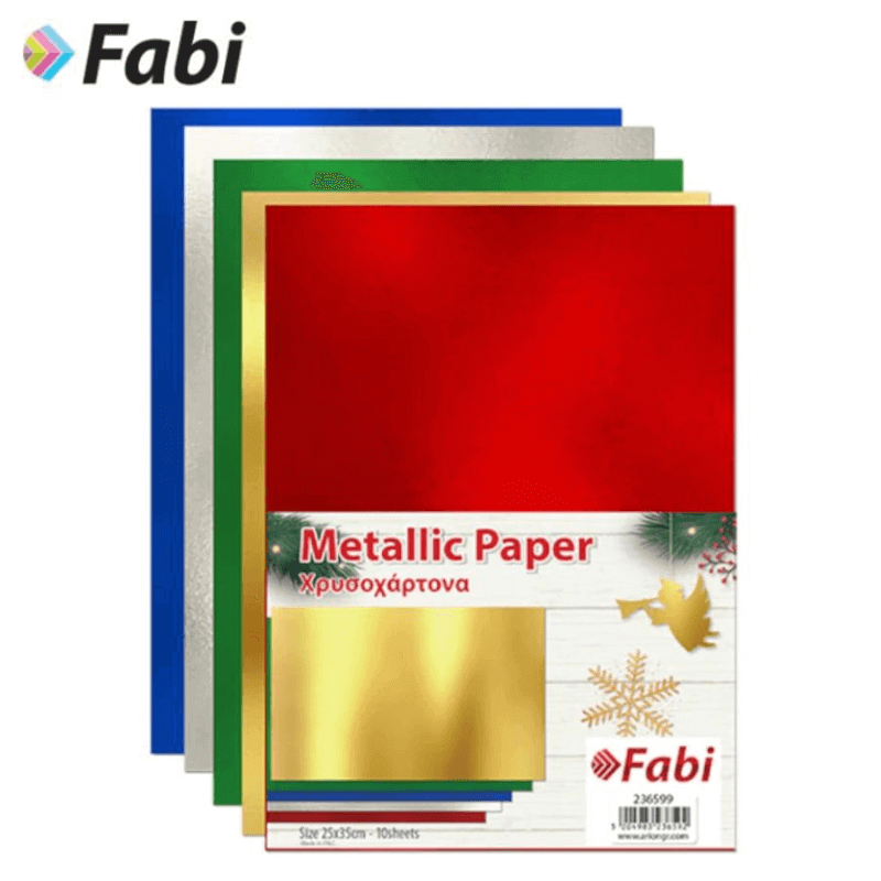 Χρυσοχάρτονα 25x35, 10 Κομμάτια 5 Χρώματα - Fabi