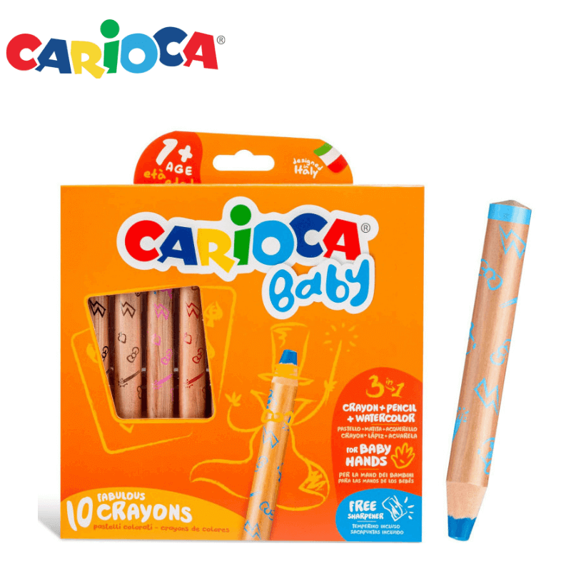 Σετ Κραγιόνια-Μολύβια-Νερομπογιές Carioca Baby, 10 Χρώματα