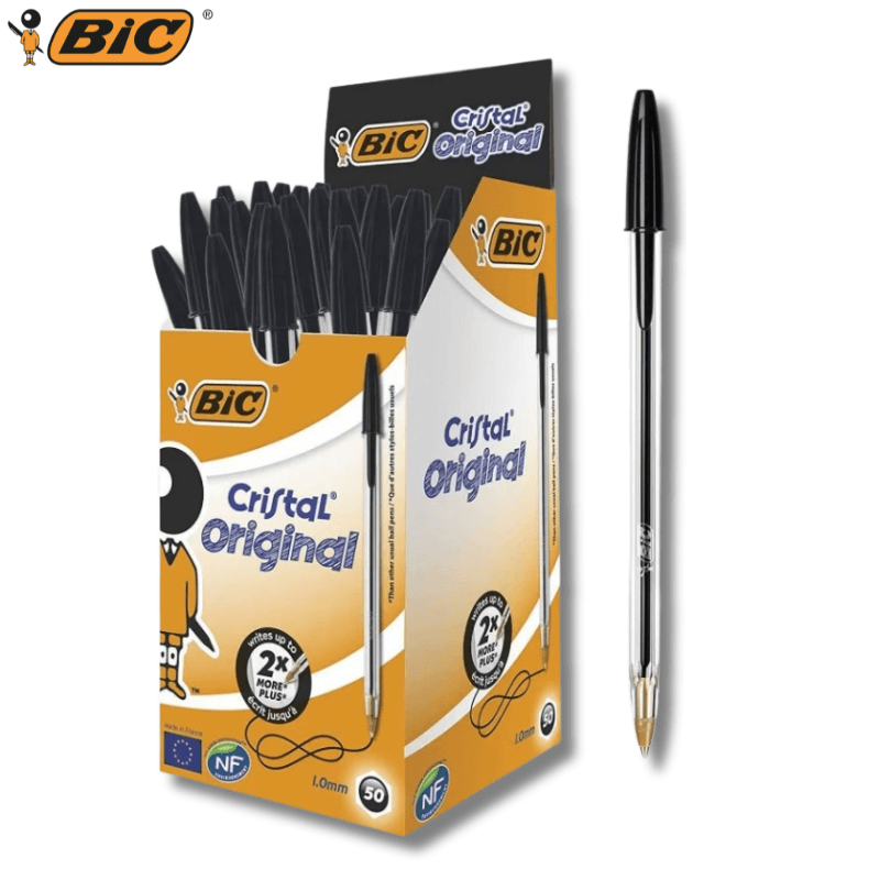 Στυλό Διαρκείας Μαύρο 1.0 mm (Κουτί 50 Τεμαχίων) - Bic Cristal Original