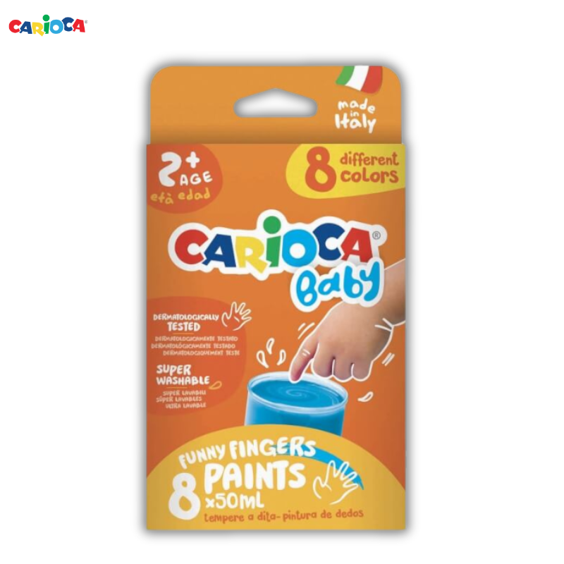 Δακτυλομπογιές Carioca Baby, 8 Χρώματα των 50ml