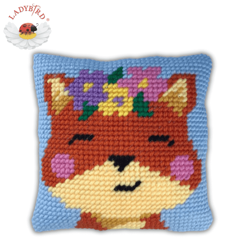 "Spring Time Fox" Embroidery Pillow 25x25cm