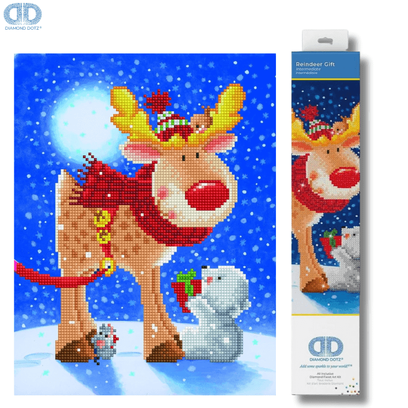 Mosaic in fabric "Reindeer" 35x43 - Diamond Dotz "Reindeer Gift"