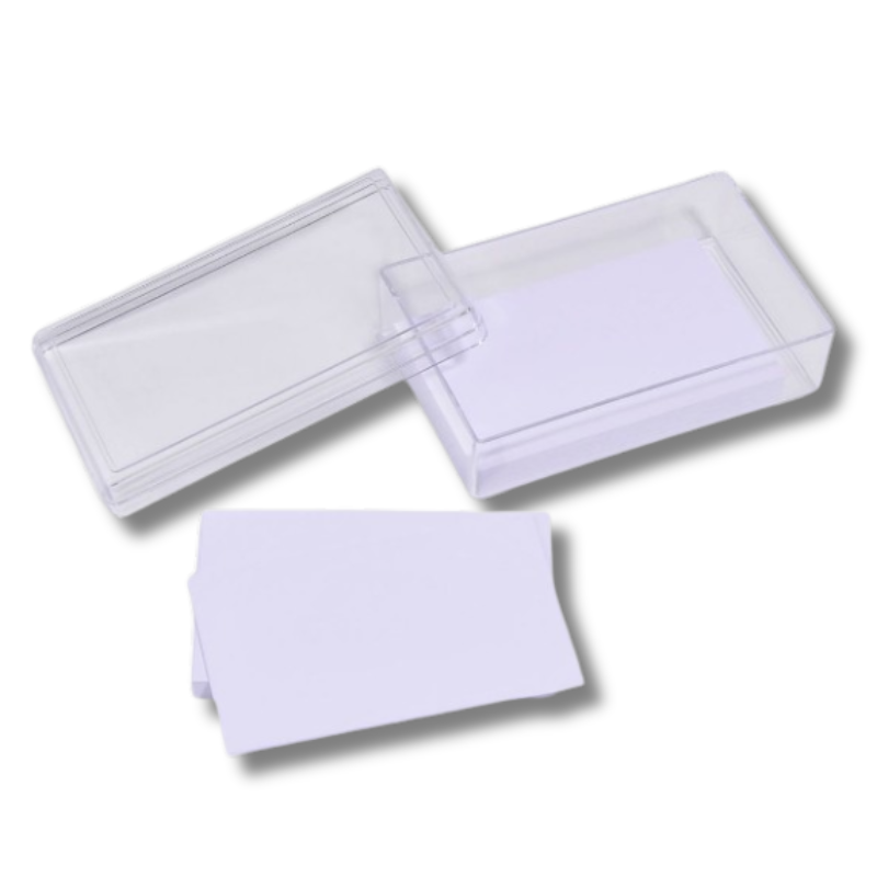 White cards in a plastic box, 100 pcs.