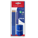 Σετ Γραφής με 3 Μολύβια Grip B Γόμα και Ξύστρα Τριπλή Grip σε Μπλέ Χρώμα - Faber Castell