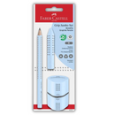 Σετ Γραφής με 3 Μολύβια Grip B Γόμα και Ξύστρα Τριπλή Grip σε Γαλάζιο Χρώμα - Faber Castell