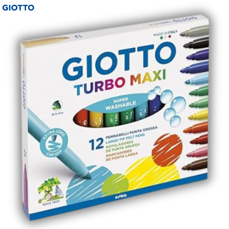 Thick Turbo Maxi Painting Markers 12 Colors - GIOTTO