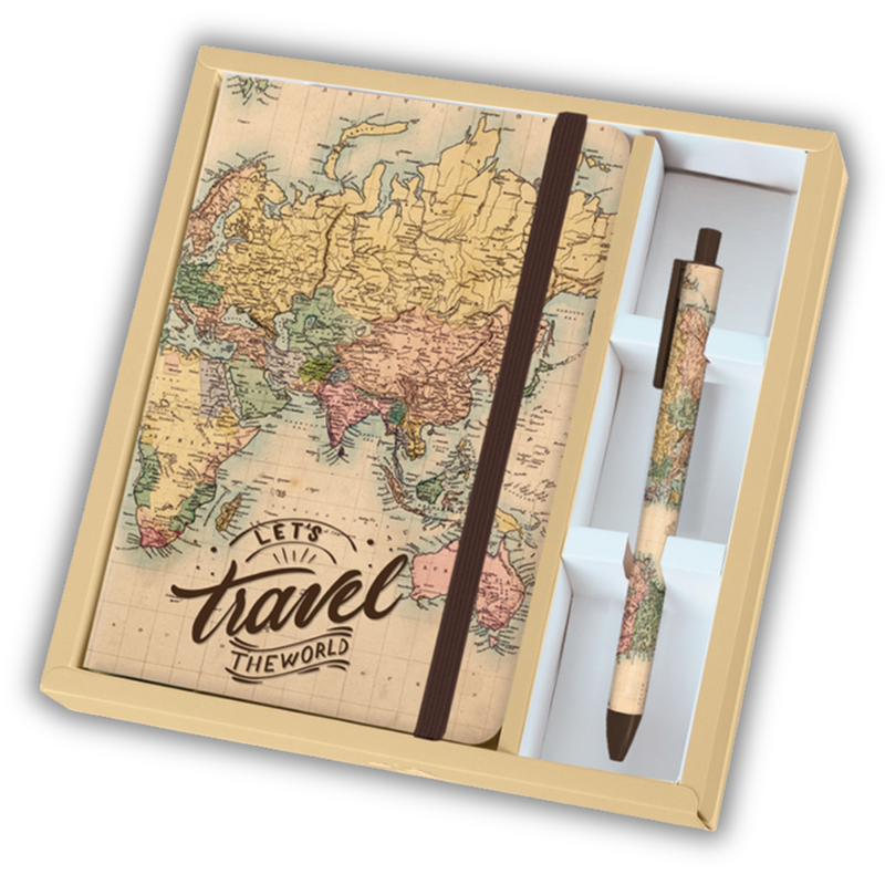 "Maps" XL1822 Notebook and Pen Gift Set - Total Gift