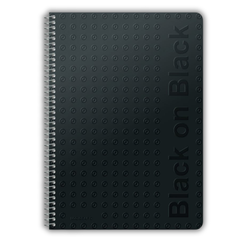Spiral Notebook 2/3/4 Themes "Black on Black" 21x29 (A4) - Logigraf