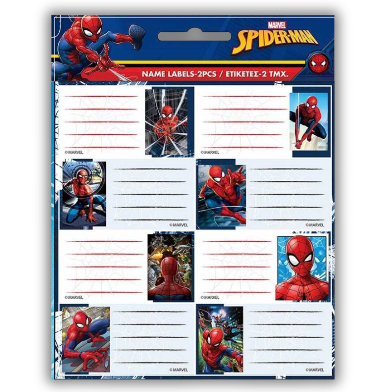 Αυτοκόλλητες Σχολικές Ετικέτες "Spiderman" - Marvel