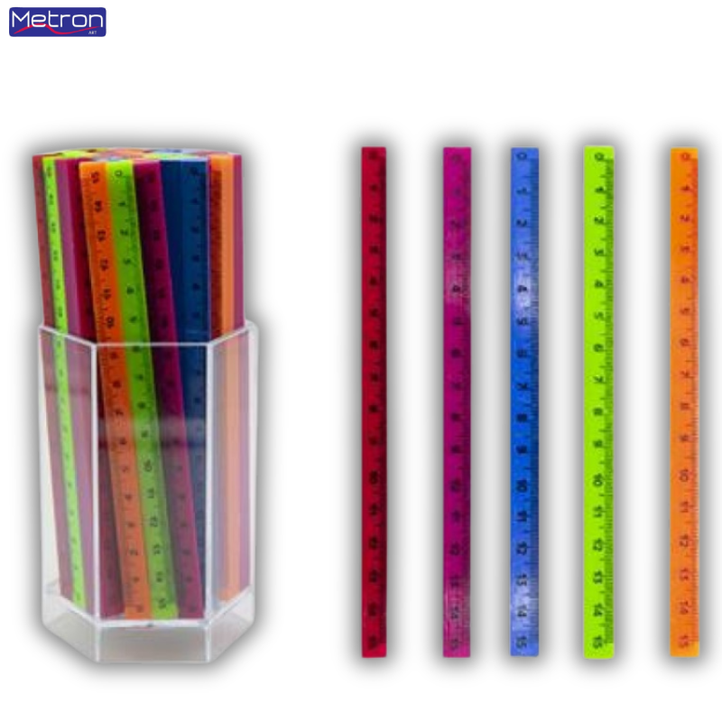 Ruler in 3D shape 15cm. Pastel Colors - Metron