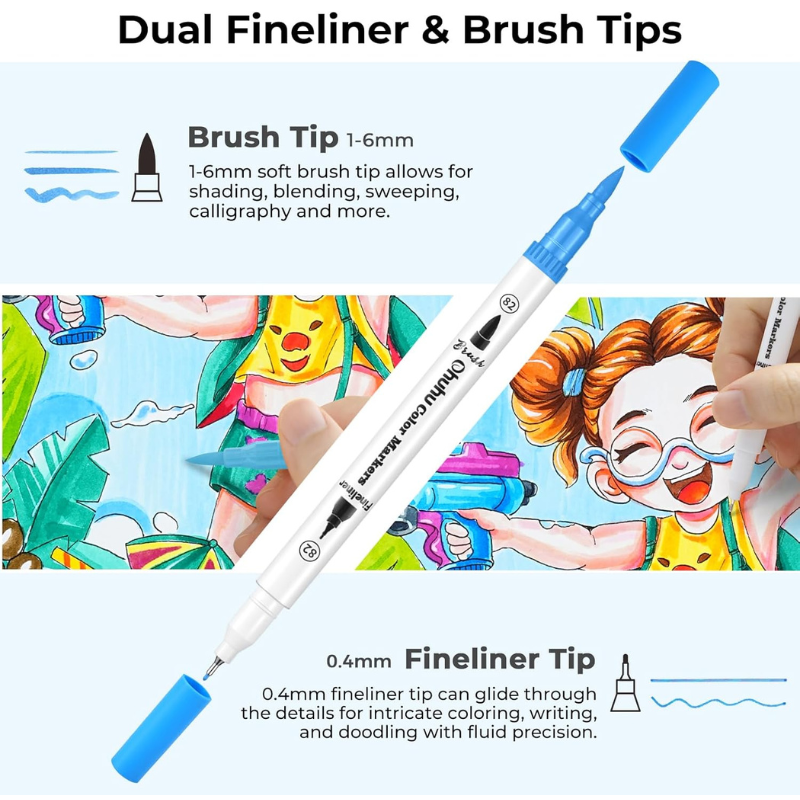 Σετ Μαρκαδόροι Dual Brush με Βάση το Νερό 60 Χρώματα - Ohuhu