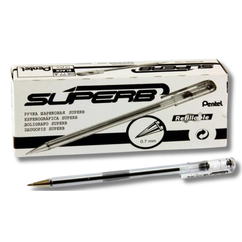 PENTEL SUPERB BK77 Permanent Pen, 0.7mm