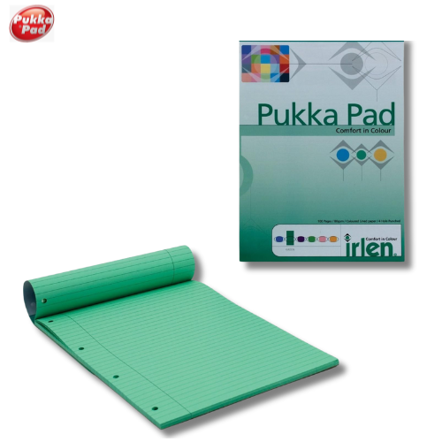 A4 Overlap PUKKA PAD Writing Pad, 100 Pages, 80gr, Green