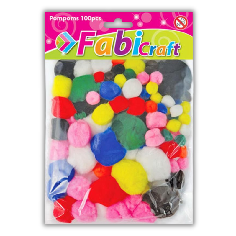 Craft pom poms various sizes 100pcs - FabiCraft