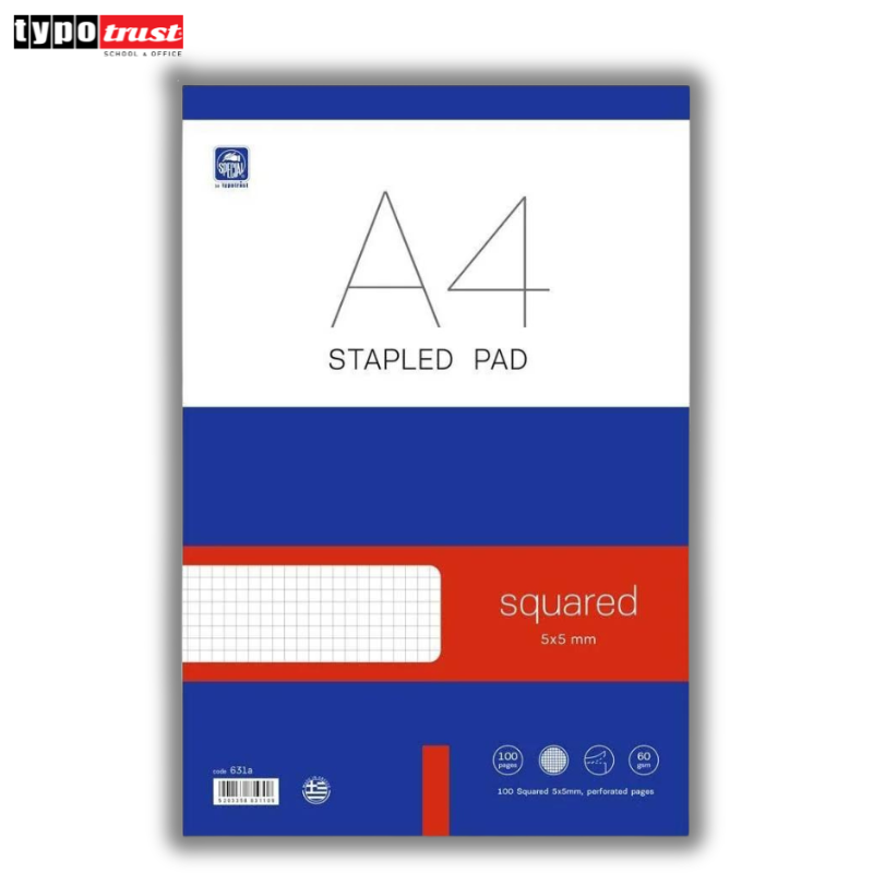 A4 Overlap Writing Pad, 50 Pages Square 5X5