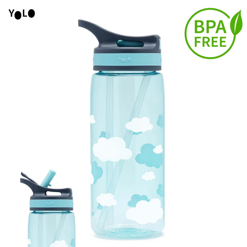 Παγούρι με καλαμάκι από Tritan BPA FREE 500ml Clouds- YOLO