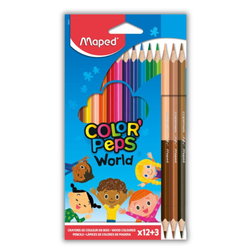 Color Peps World crayons 12pcs + 3Duo Earth Colors 832071 - Maped