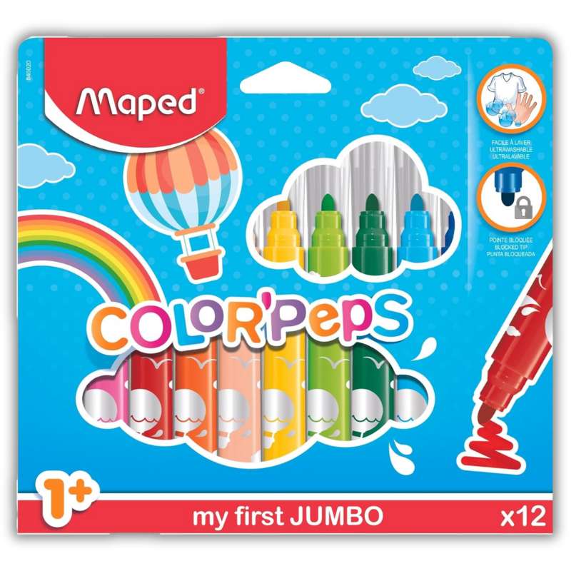 Μαρκαδόροι Ζωγραφικής Color’Peps My First Jumbo 12 Χρώματα - Maped