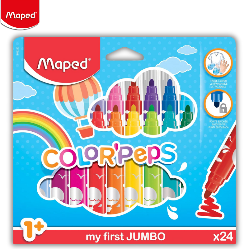 Color Peps Jumbo Thick Painting Markers 24 Colors 846222 - Maped