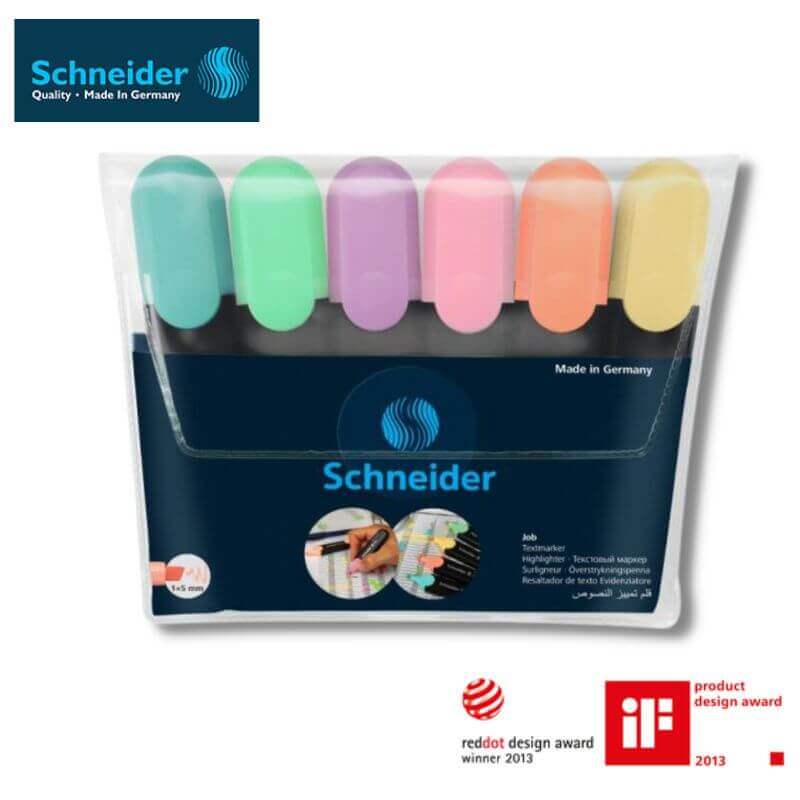 Highlighter Set of 6 Pcs. Schneider Job Pastel Highlighter