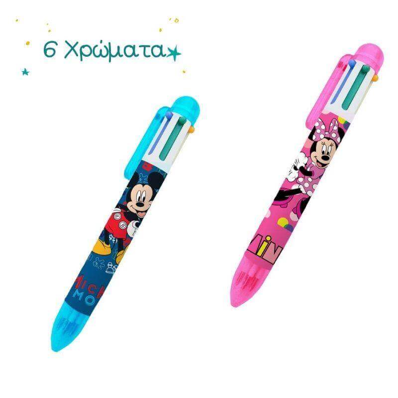 Στυλό με 6 Χρώματα Mickey & Minnie Στυλό Παιδικό Psalidixarti.gr