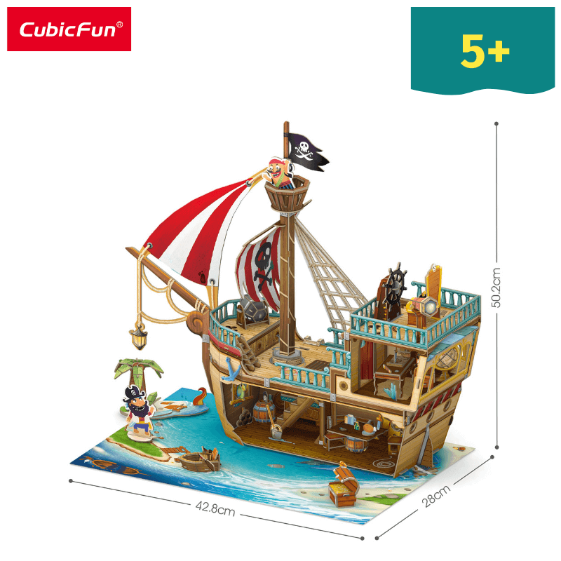 3D Παζλ Πειρατικό Πλοίο με Θησαυρό P832H Pirate Treasure Ship - CubicFun