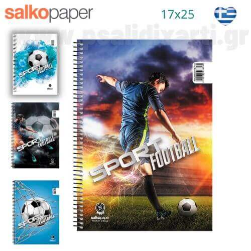 Spiral Notebook 3 Themes Football 17x25 90 Sheets (B5) - Salko