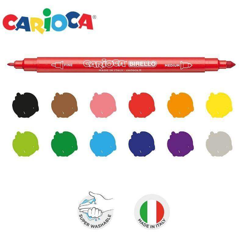 Μαρκαδόροι Λεπτοί με διπλή μύτη Birello Tip, 12 Χρώματα - Carioca Μαρκαδόροι Ζωγραφικής Psalidixarti.gr