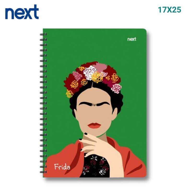 Spiral Notebook 2 Topics 70 Sheets Striped 17X25, Frida kahlo