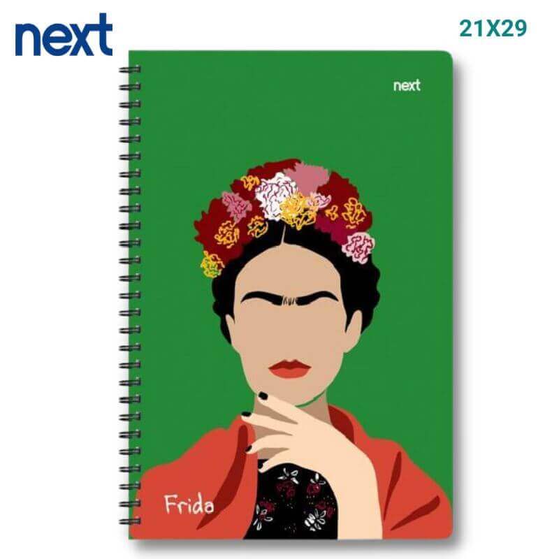Spiral Notebook 2 Topics 70 Striped Sheets 21X29, Frida kahlo