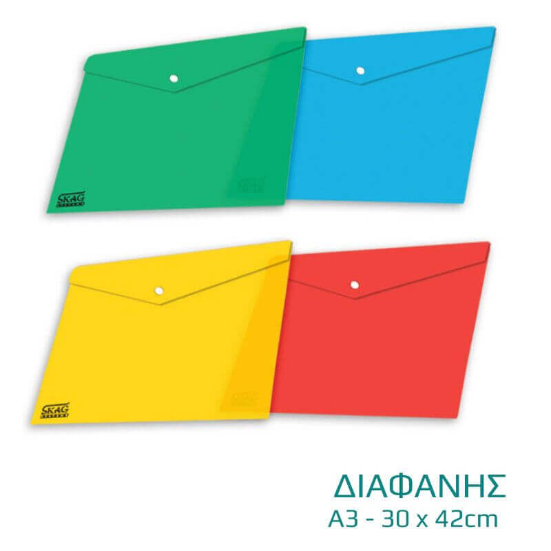 Envelope With Button Transparent Plastic A5, 24x17 - Salko Paper or Typotrust