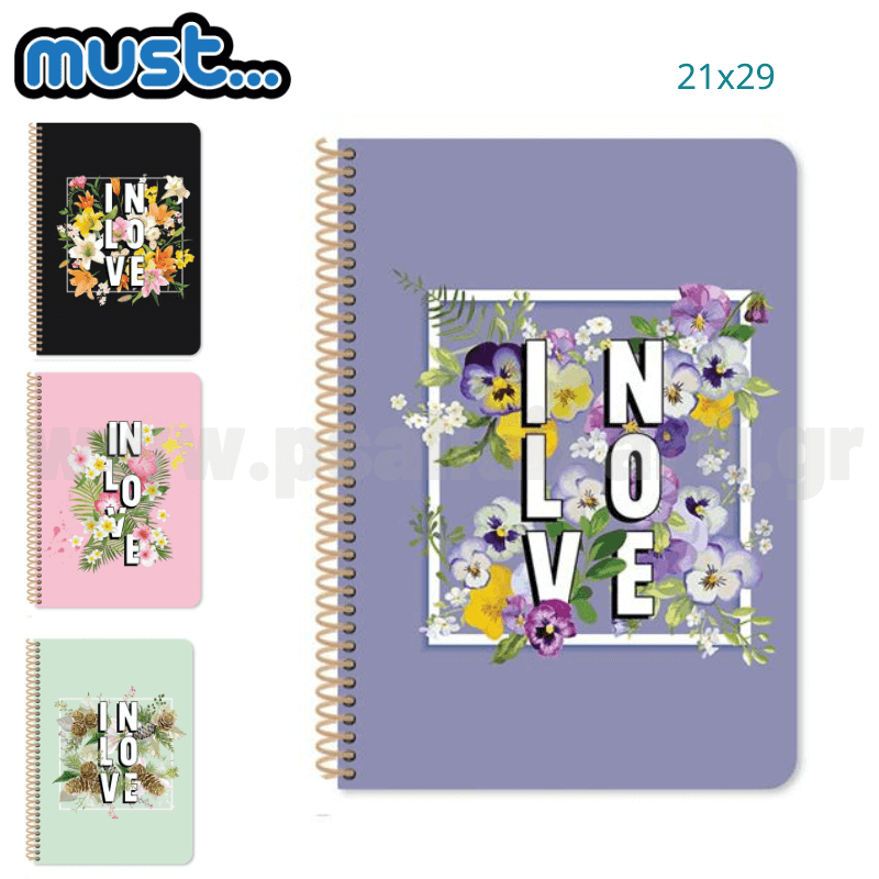 Spiral Notebook 3 Topics 90 Sheets "BLOSSOM LOVE" 21x29 (A4) - Must