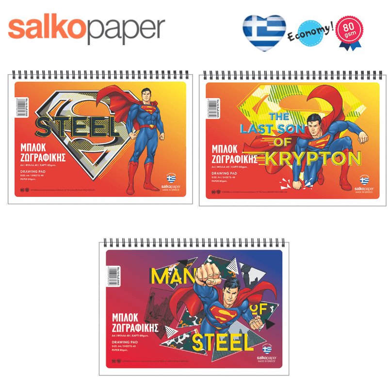 Drawing Pad No14 40 Sheets 21x30 with Stickers "Warner Bros Heroes" - Salko Paper