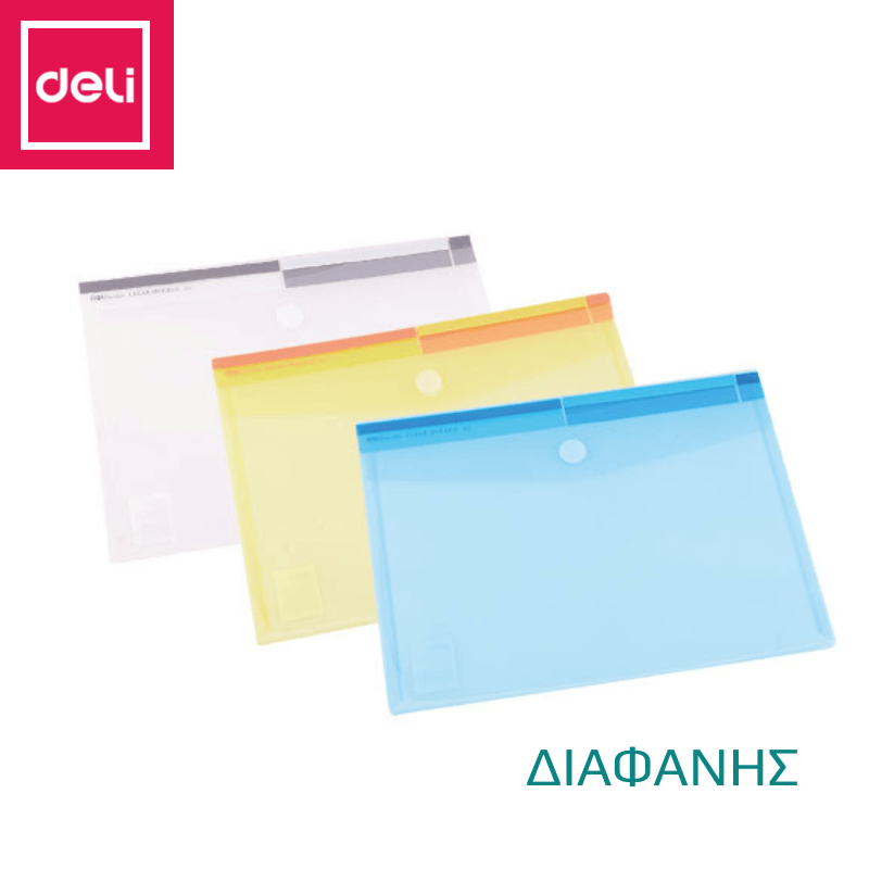 Envelope With Velcro Button TRANSPARENT Plastic A4 - Deli