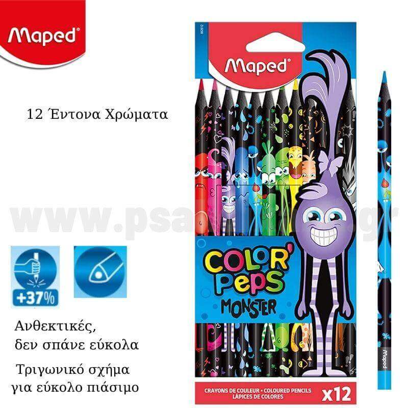 Ξυλομπογιές Color Peps Τερατάκια 12τεμ 862612 - Maped Ξυλομπογιά Psalidixarti.gr