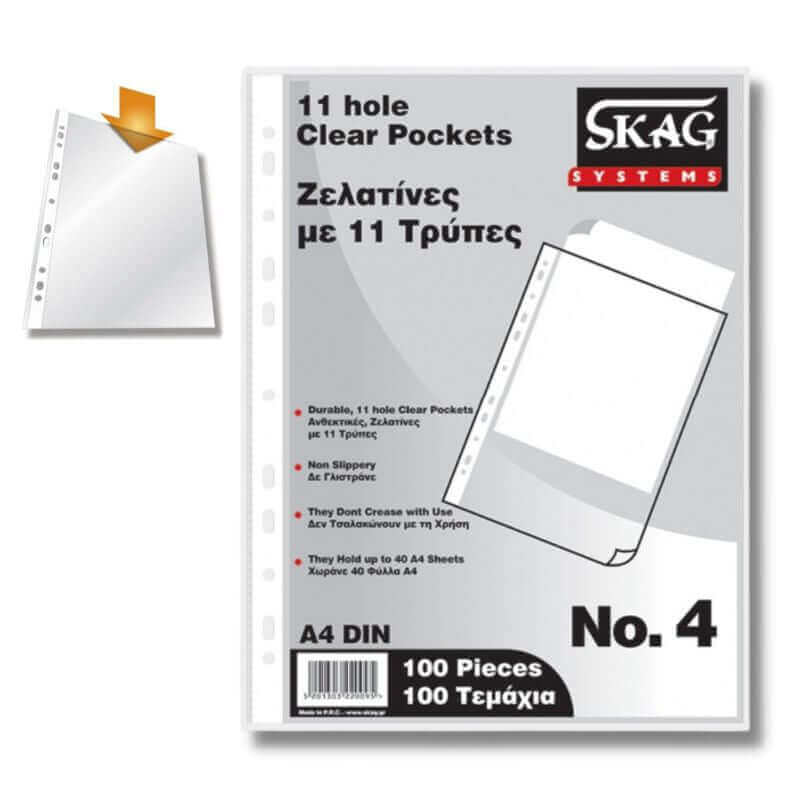Gelatin Transparency A4 Type P, 100 pcs. Transparent With 11 Skag Holes