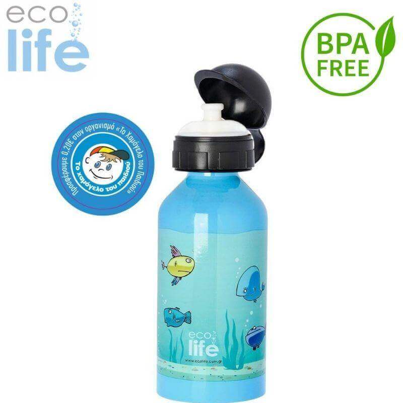 Ανοξείδωτο Παγούρι BPA FREE, 500ml  "Fish" - Ecolife Παγούρι Psalidixarti.gr