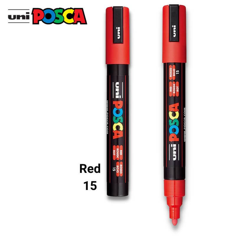 Ακρυλικός Μαρκαδόρος Σχεδίου POSCA PC-5M, Red , Κόκκινο