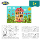 Παζλ "Σπίτι με Ζωάκια" 24 Κομμάτια με σελίδες χρωματισμού- Luna Παζλ Psalidixarti.gr